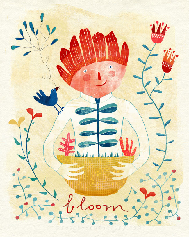 BLOOM illustration wall art for Lilla Rogers Global Talent Search 2014 Red Cheeks Factory