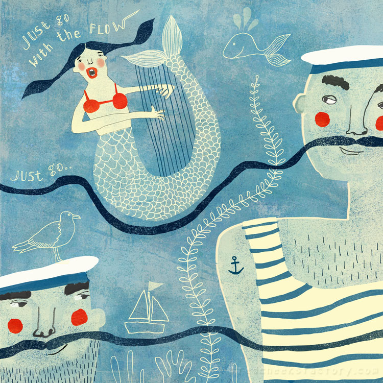 Go With The Flow - nautical illustration