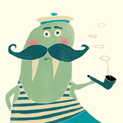 Wally Walrus animal character for Childrens picture book