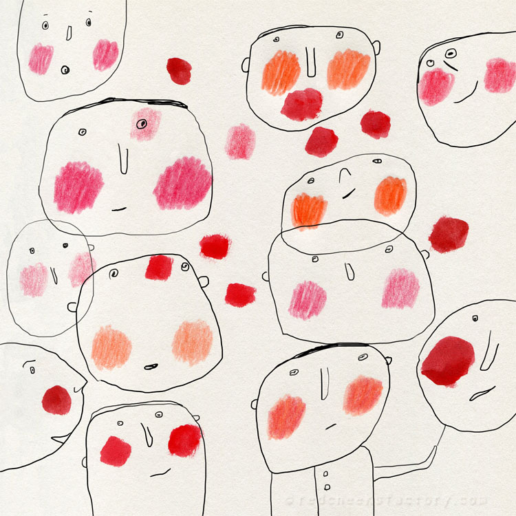 Red Cheeks drawing / illustration by Nelleke Verhoeff