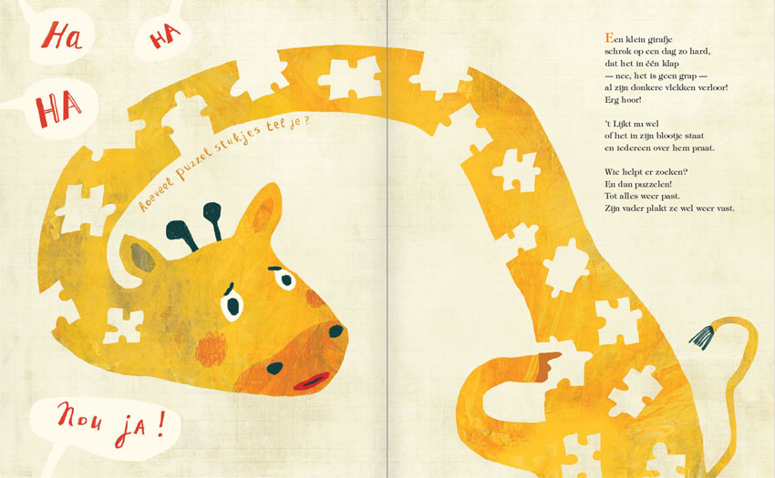 Girafje - Toekan -Uit het poëzie boek ''Er is iets aan de kip met je hand" Door Geert De Kockere en Nelleke Verhoefff