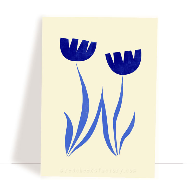Dutch Tulips 6 - Delft Blue postcard design by Nelleke Verhoeff