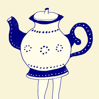 Dutch tea party Delft blue postcard designs, Dutch teapots and cups