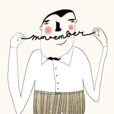 Movember Moustache Month illustration Man with a handwritten moustache