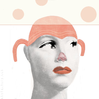 Illustration of a clown girl with a broken nose