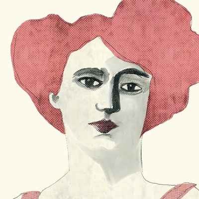 lady in pink portrait vintage illustration
