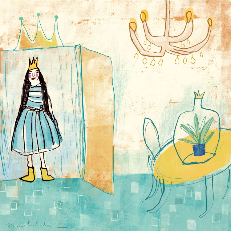 Pea Princess 'Three Brothers' illustration by Nelleke Verhoeff for  princess and the pea fairytale
