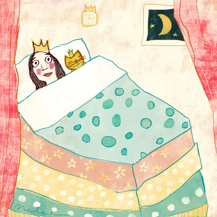 Pea Princess 3  illustration by Nelleke Verhoeff for  princess and the pea fairytale
