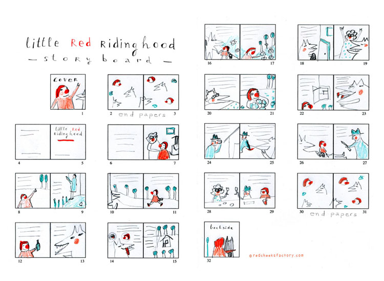 Red Ridinghood Storyboard  by Nelleke Verhoeff for little red ridinghood fairytale