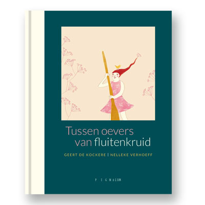 Illustratie van vrouw bootje tussen fluitenkruid  voor het e-book  'Tussen oevers van fluitenkruid'