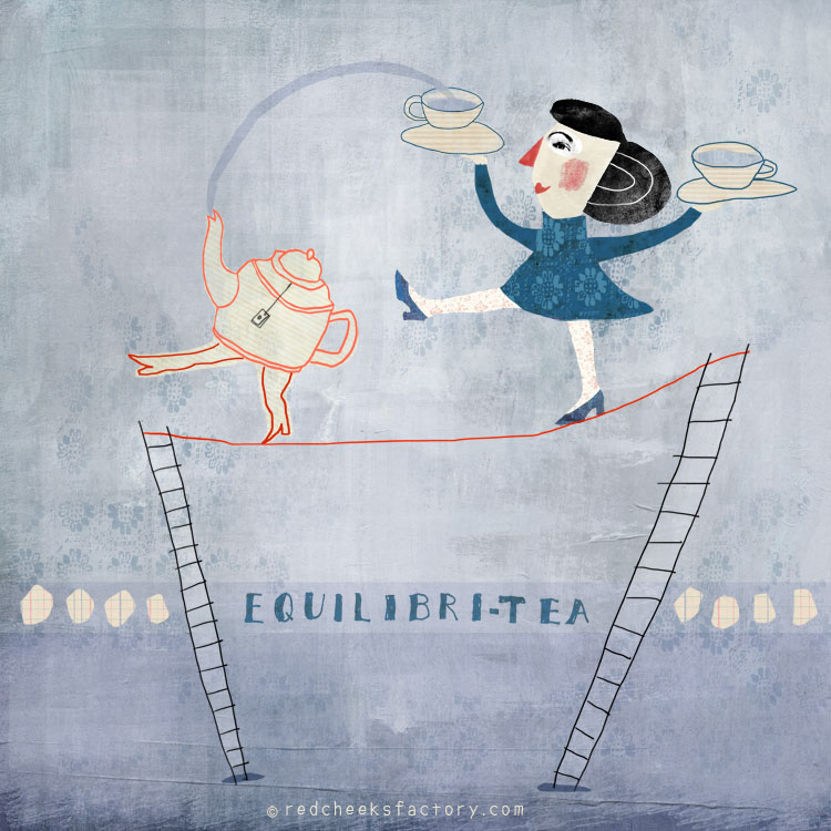 Equilibri Tea Flexibili Tea giclee print in the mad tea party series by Nelleke Verhoeff 