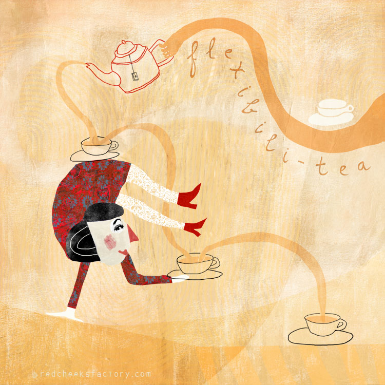 Flexibili Tea giclee print in the mad tea party series by Nelleke Verhoeff 