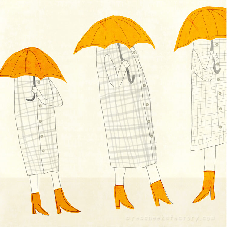 Trio Umbrella illustration Red Cheeks Factory