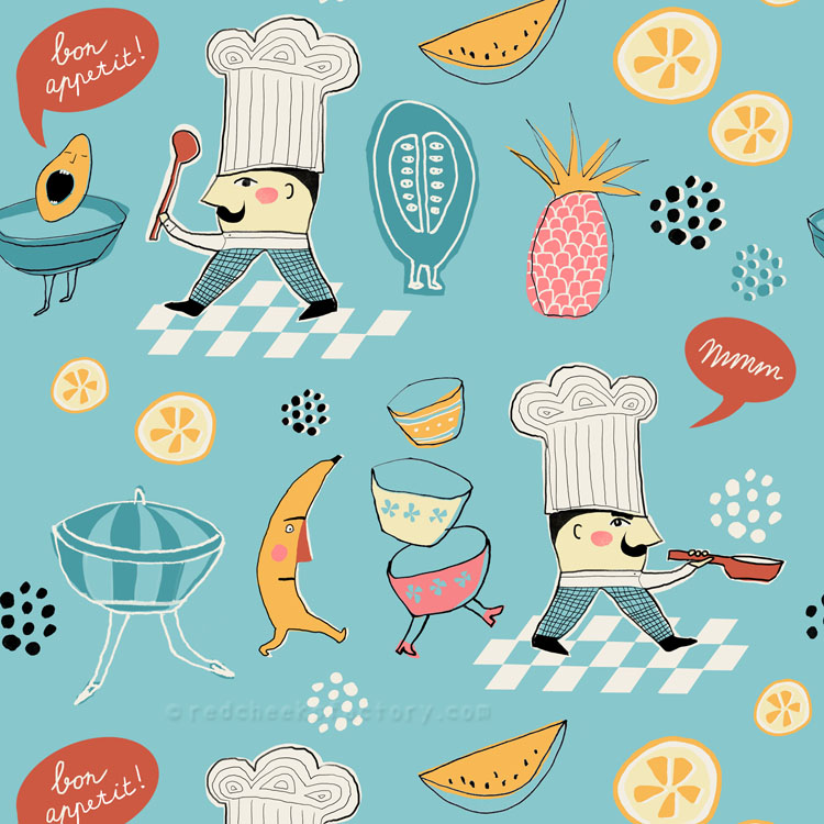 Bon Appetit Vintage Kitchen pattern by Nelleke Verhoeff