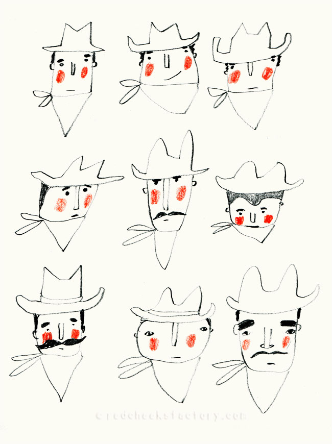 Cowboy Heads sketches