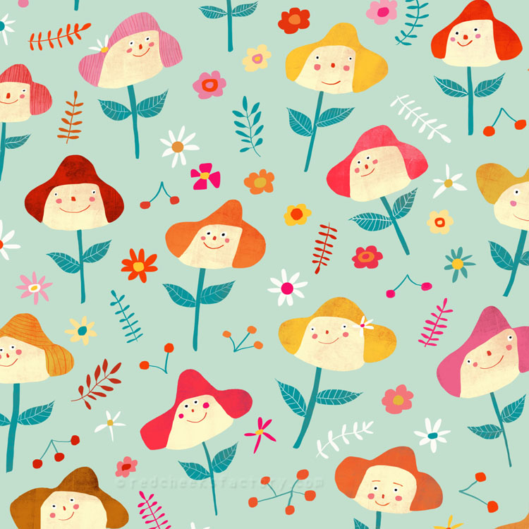 happy flowers pattern Red Cheeks Factory 