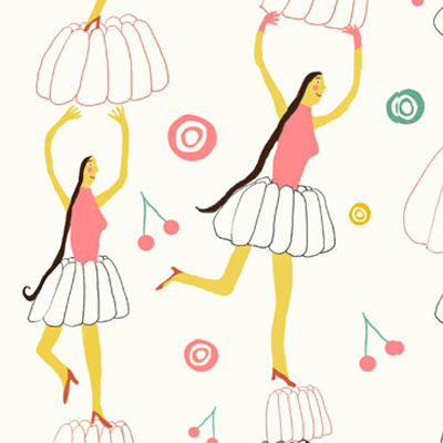 Jelly party pattern a ballet of dancing girls and jelly pies