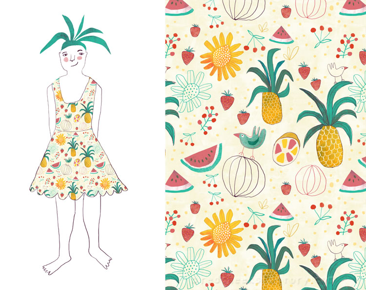 Tropical Party Pattern and dress - Red Cheeks Factory