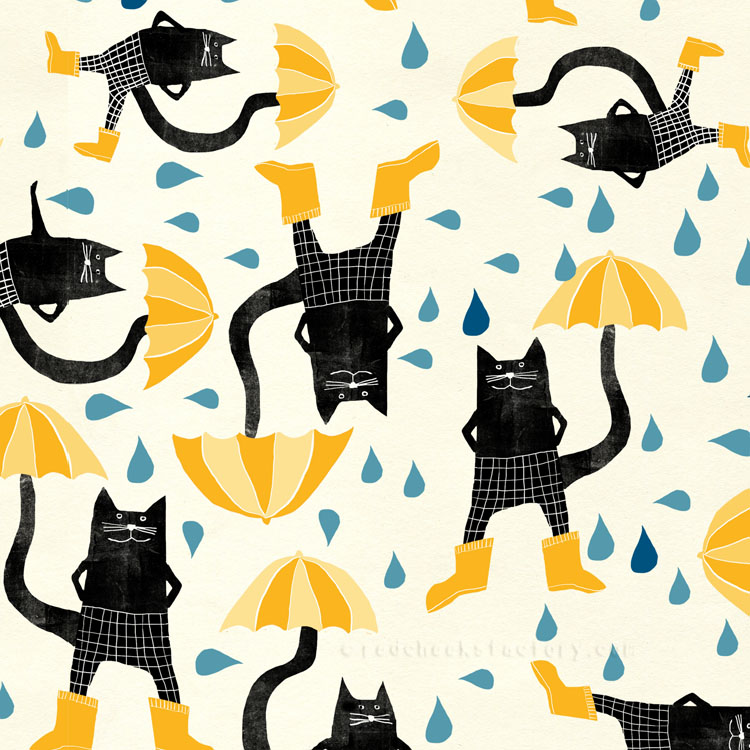 Umbrellas And Cats pattern Nelleke verhoeff