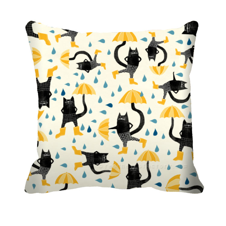 Umbrellas And Cats Cushion Nelleke Verhoeff