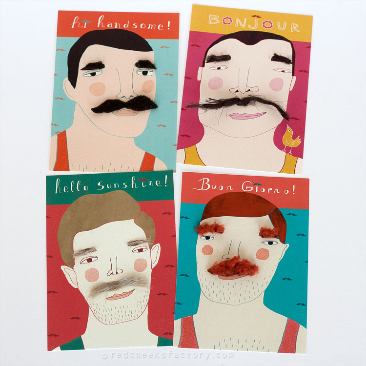 Moustache postcard set by Nelleke Verhoeff 