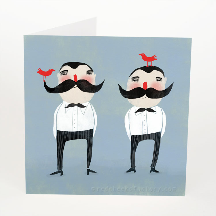 Moustache Twins postcard design