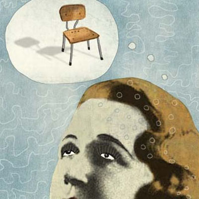 Illustration of a woman thinking of her favorite chair
